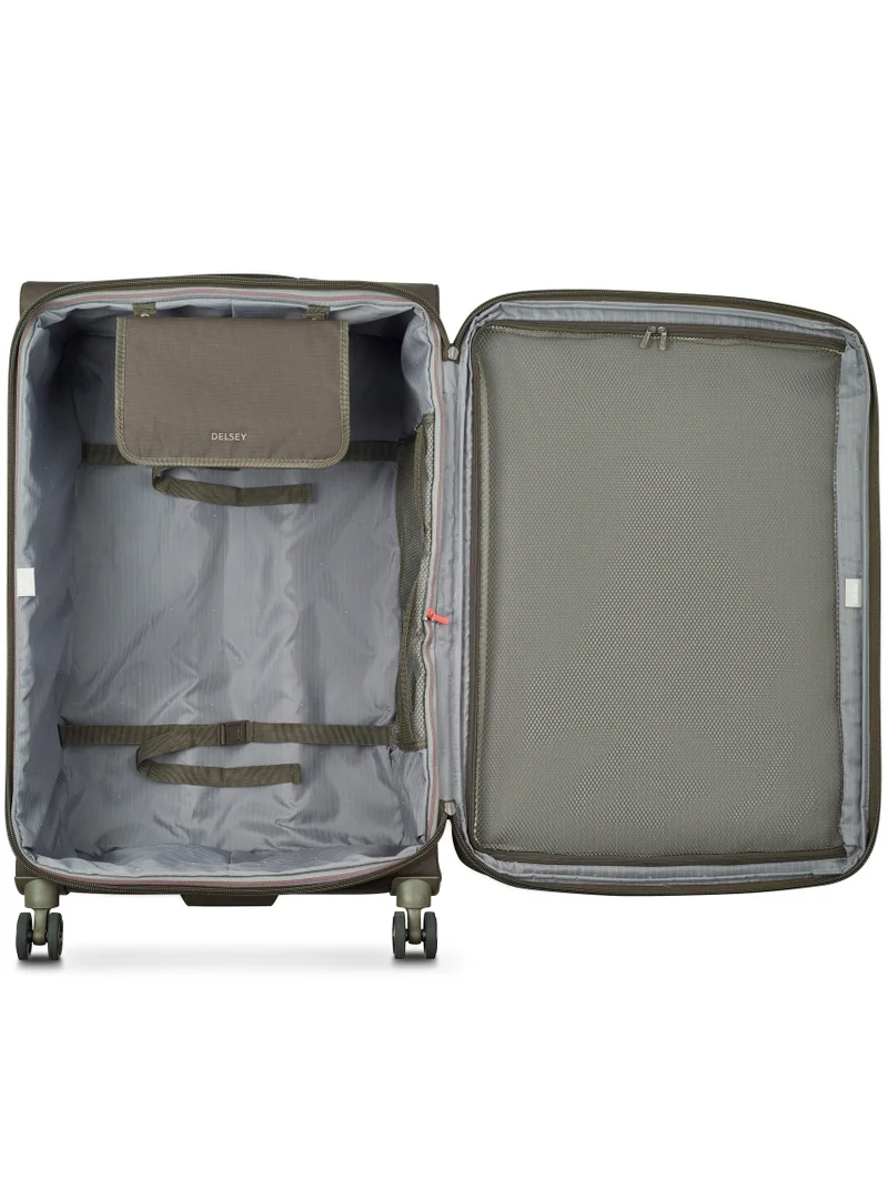 DELSEY Paris 83 Helium DLX 2.0 - 83 Cm Softcase 4 Dual Density Wheels Expandable Check-In Luggage Trolley Case - Mocha  | Best Price UAE